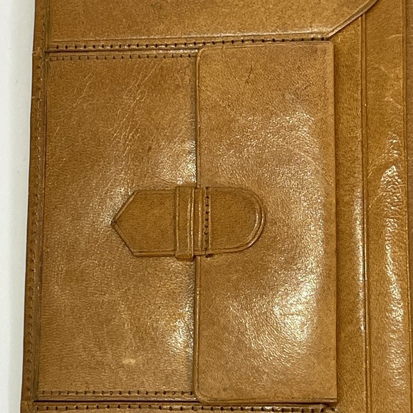 Vintage Wallet Leather‎ Embossed Frankfurt Germany Tan Leather Very Unique Vtg - Picture 12 of 16